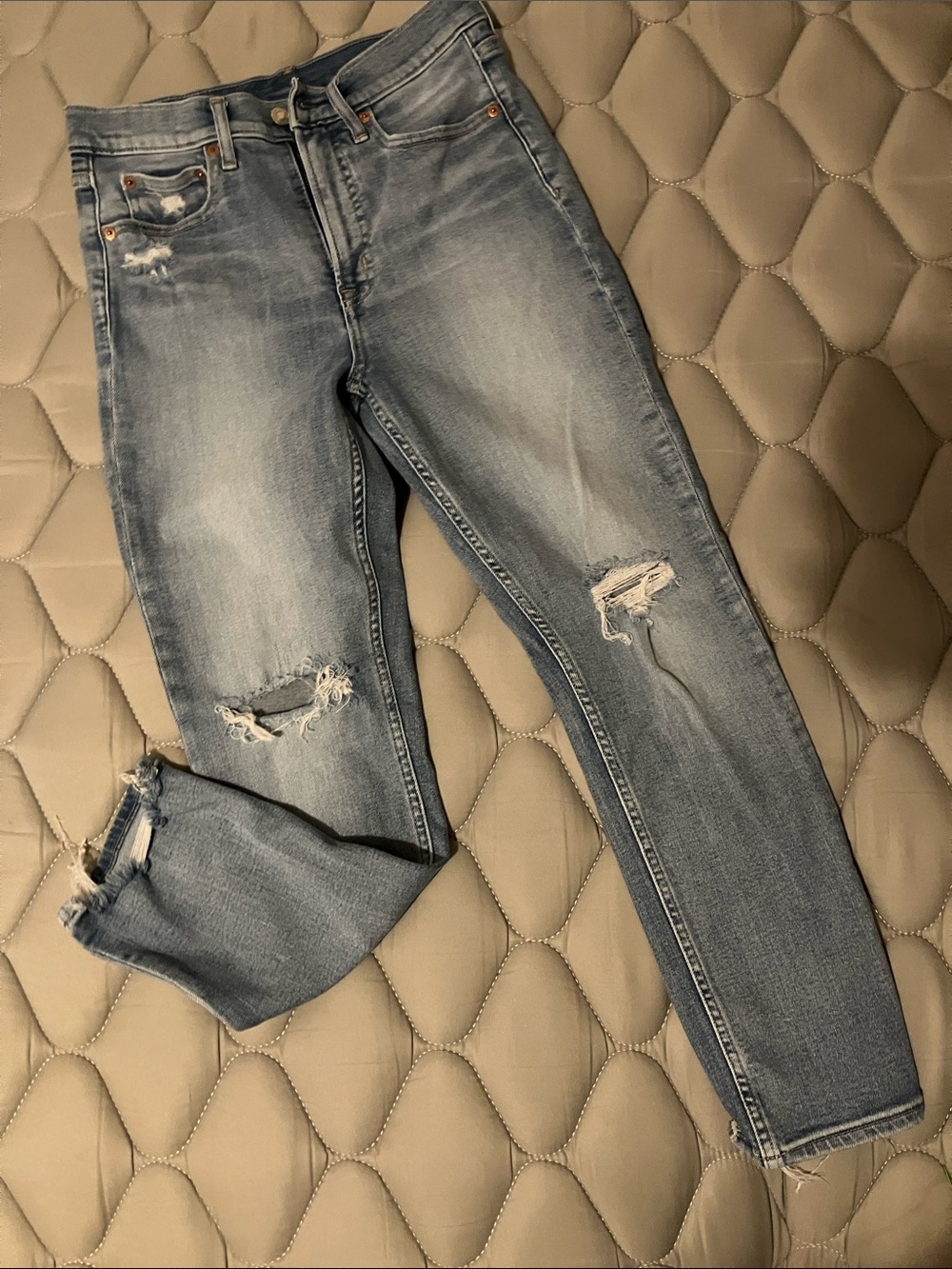 GAP High Rise Distressed Light Blue Jeans